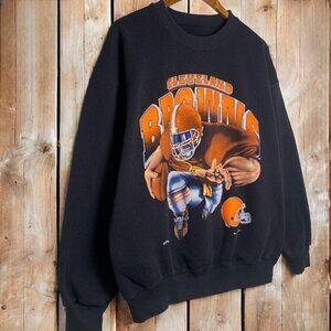 Vintage Cleveland Browns NFL Crewneck Sweater sweatshirt shirt black '98